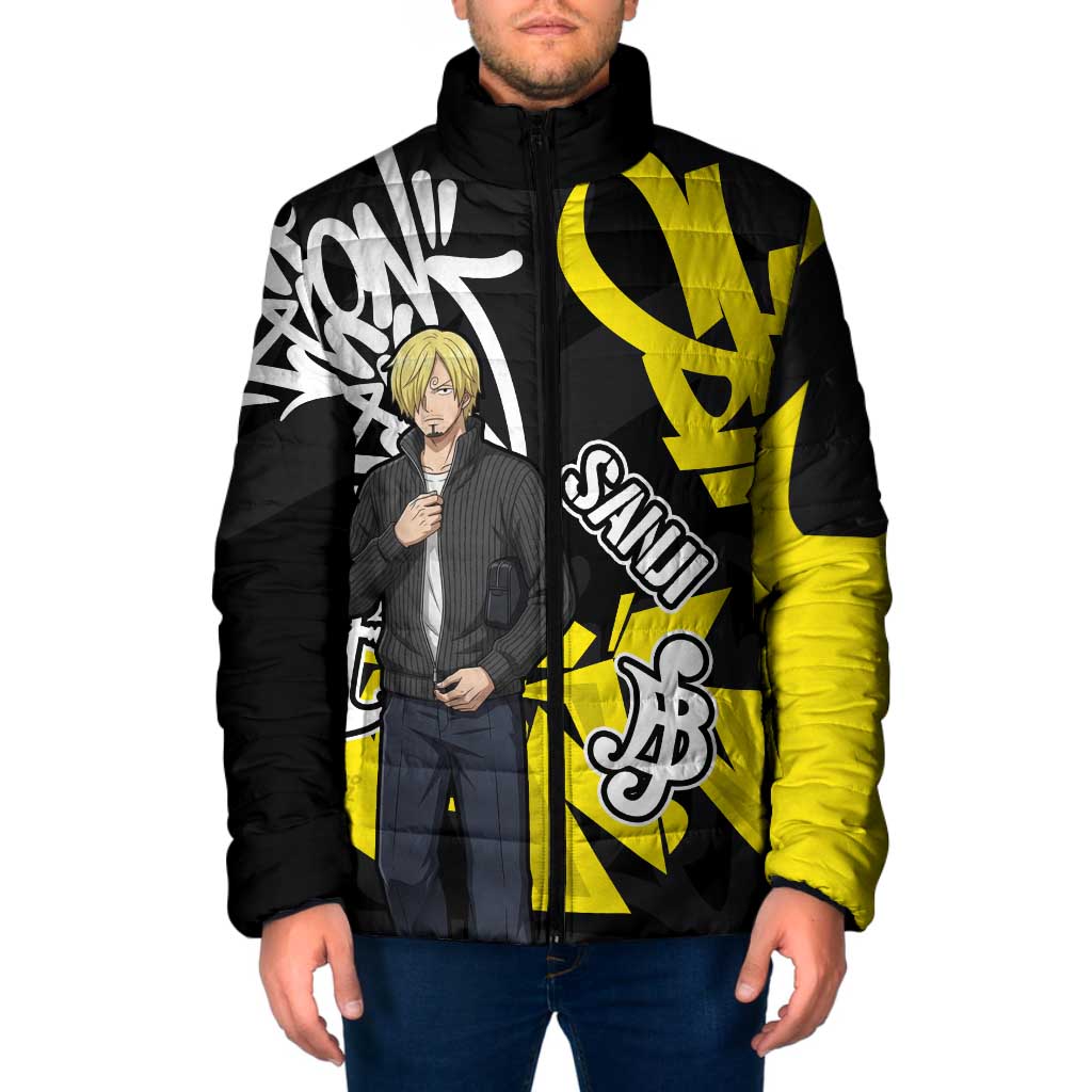 Vinsmoke Sanji One Piece Padded Jacket Graffiti Street Art Anime Collage