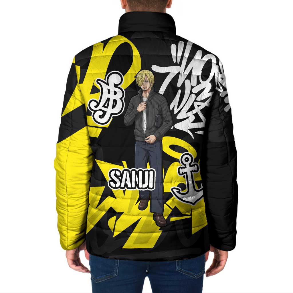 Vinsmoke Sanji One Piece Padded Jacket Graffiti Street Art Anime Collage