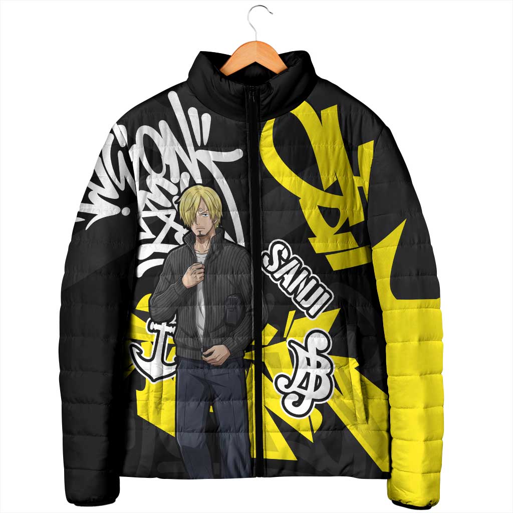 Vinsmoke Sanji One Piece Padded Jacket Graffiti Street Art Anime Collage