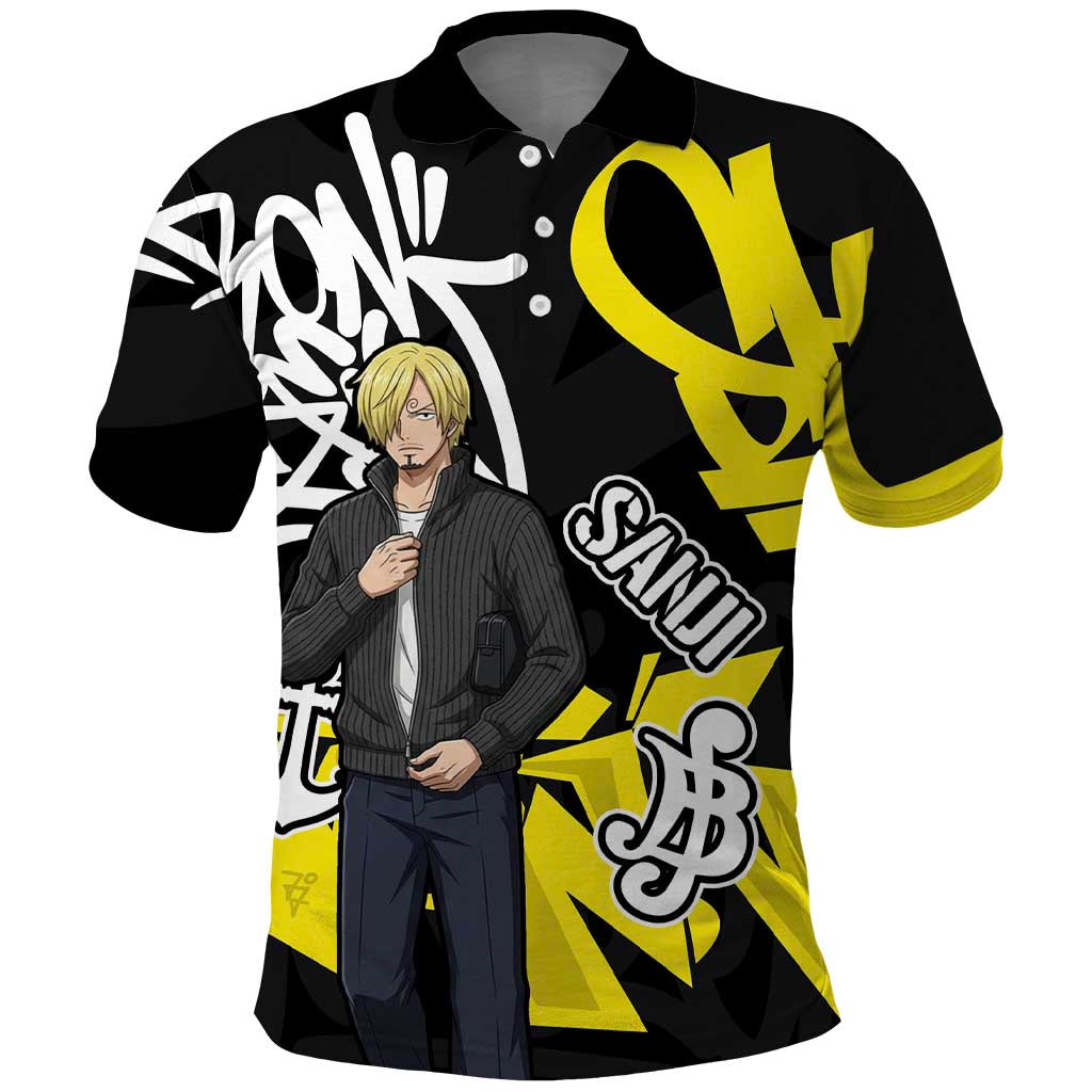 Vinsmoke Sanji One Piece Polo Shirt Graffiti Street Art Anime Collage