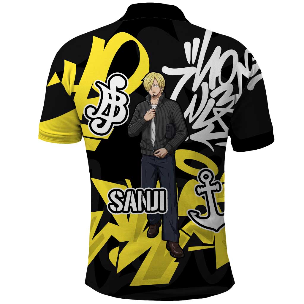 Vinsmoke Sanji One Piece Polo Shirt Graffiti Street Art Anime Collage