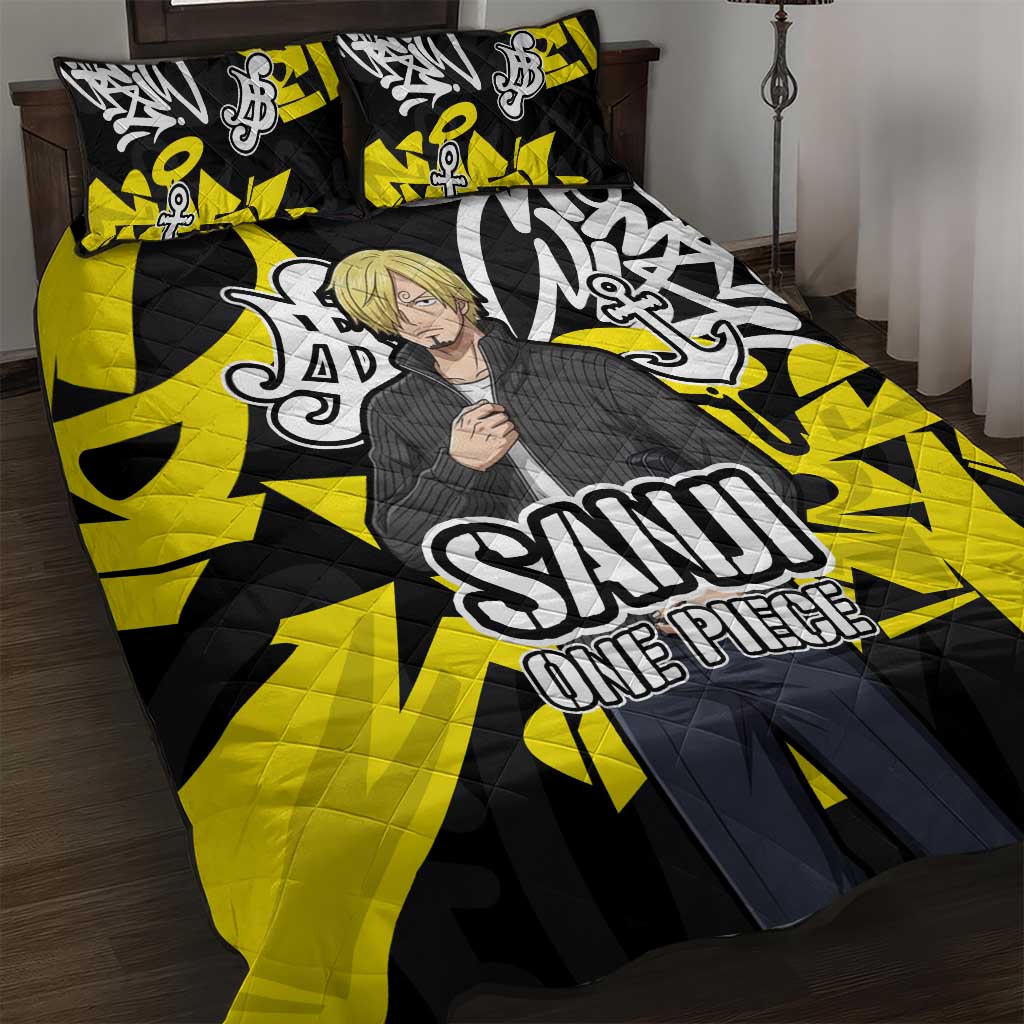 Vinsmoke Sanji One Piece Quilt Bed Set Graffiti Street Art Anime Collage