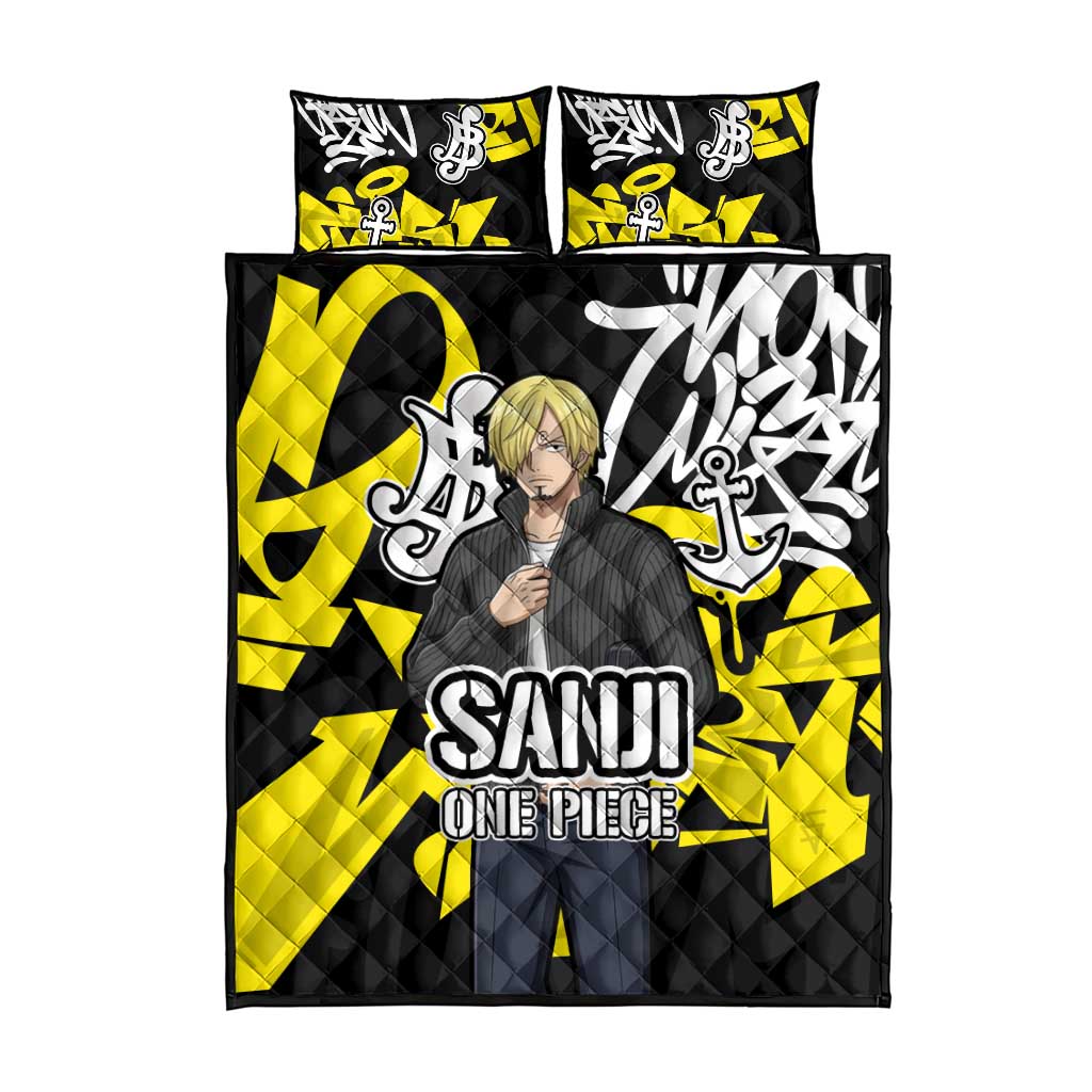 Vinsmoke Sanji One Piece Quilt Bed Set Graffiti Street Art Anime Collage