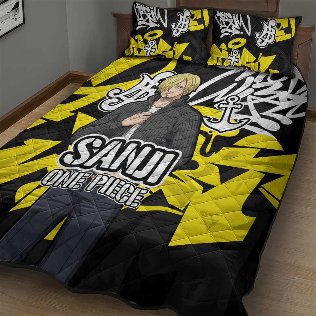 Vinsmoke Sanji One Piece Quilt Bed Set Graffiti Street Art Anime Collage