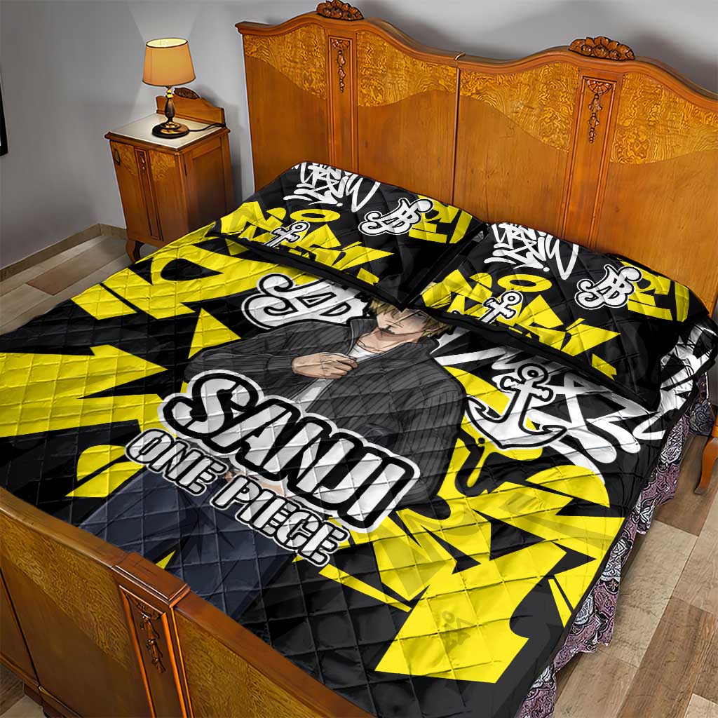 Vinsmoke Sanji One Piece Quilt Bed Set Graffiti Street Art Anime Collage