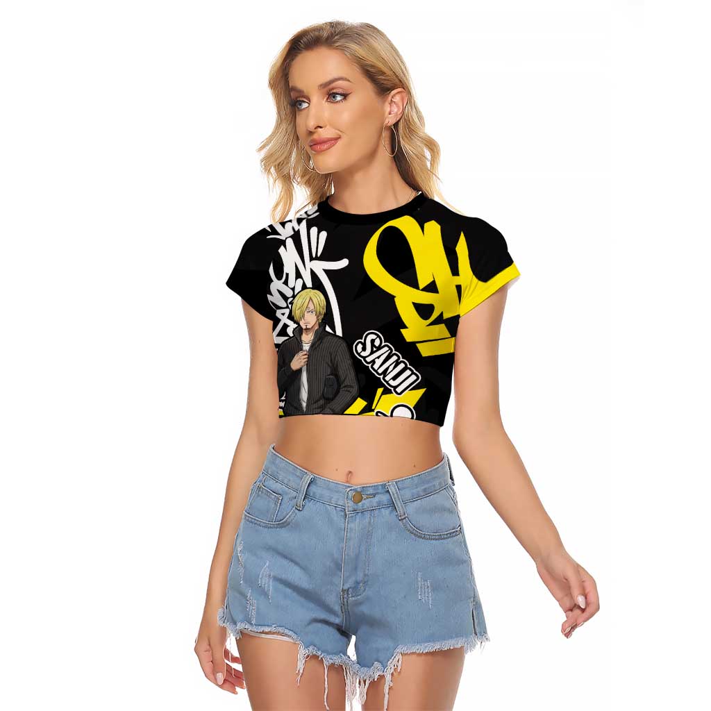 Vinsmoke Sanji One Piece Raglan Cropped T Shirt Graffiti Street Art Anime Collage