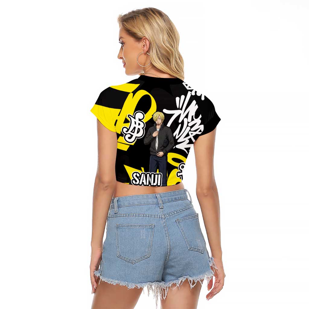 Vinsmoke Sanji One Piece Raglan Cropped T Shirt Graffiti Street Art Anime Collage