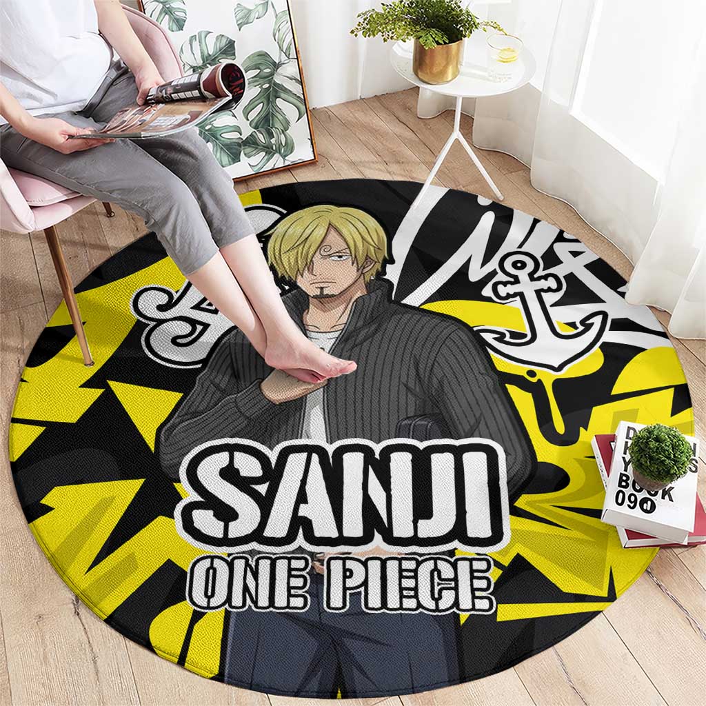 Vinsmoke Sanji One Piece Round Carpet Graffiti Street Art Anime Collage