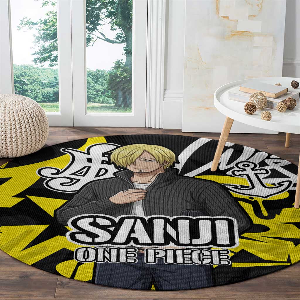 Vinsmoke Sanji One Piece Round Carpet Graffiti Street Art Anime Collage