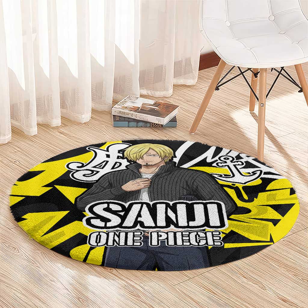 Vinsmoke Sanji One Piece Round Carpet Graffiti Street Art Anime Collage