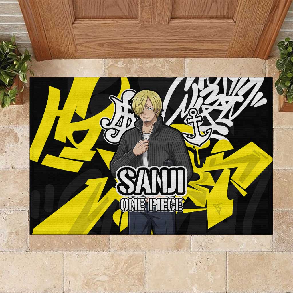 Vinsmoke Sanji One Piece Rubber Doormat Graffiti Street Art Anime Collage