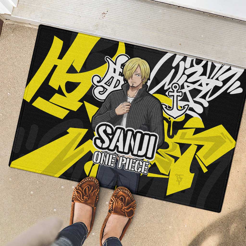 Vinsmoke Sanji One Piece Rubber Doormat Graffiti Street Art Anime Collage