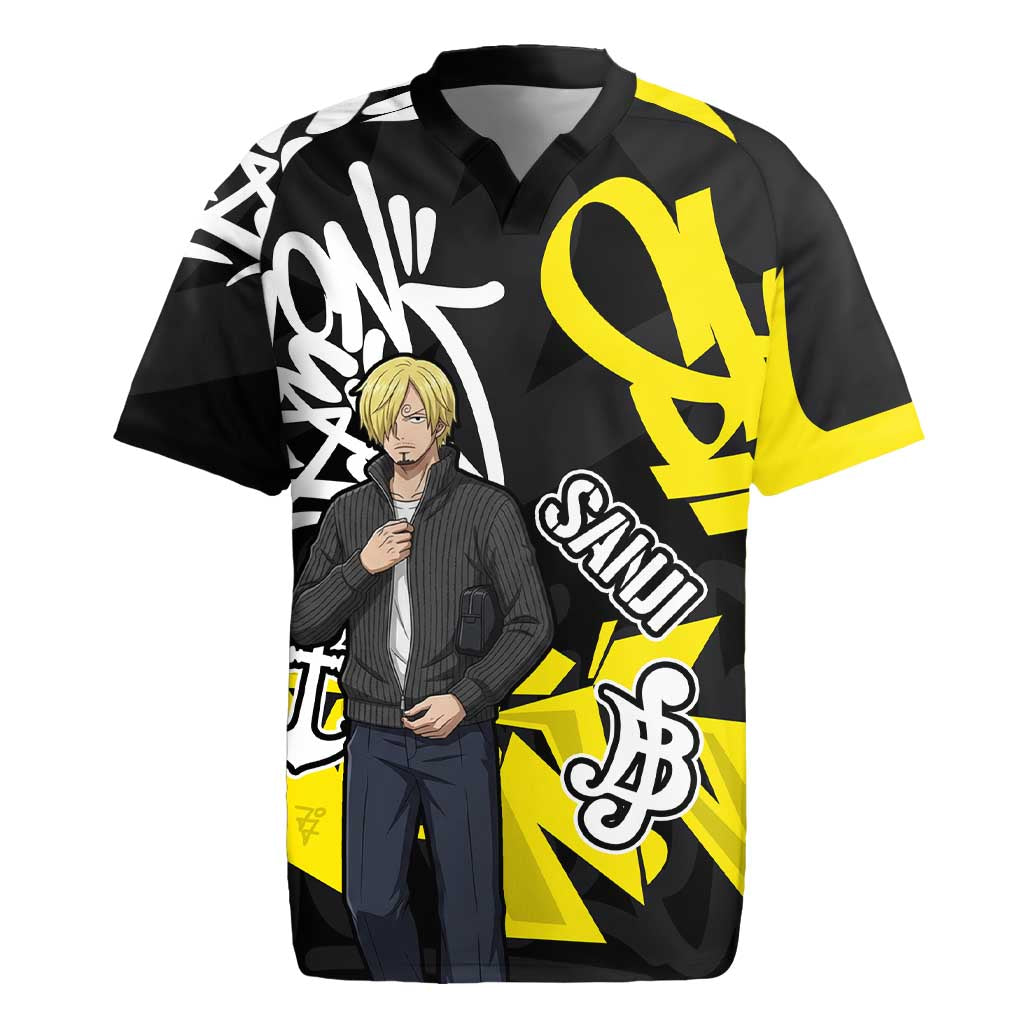Vinsmoke Sanji One Piece Rugby Jersey Graffiti Street Art Anime Collage