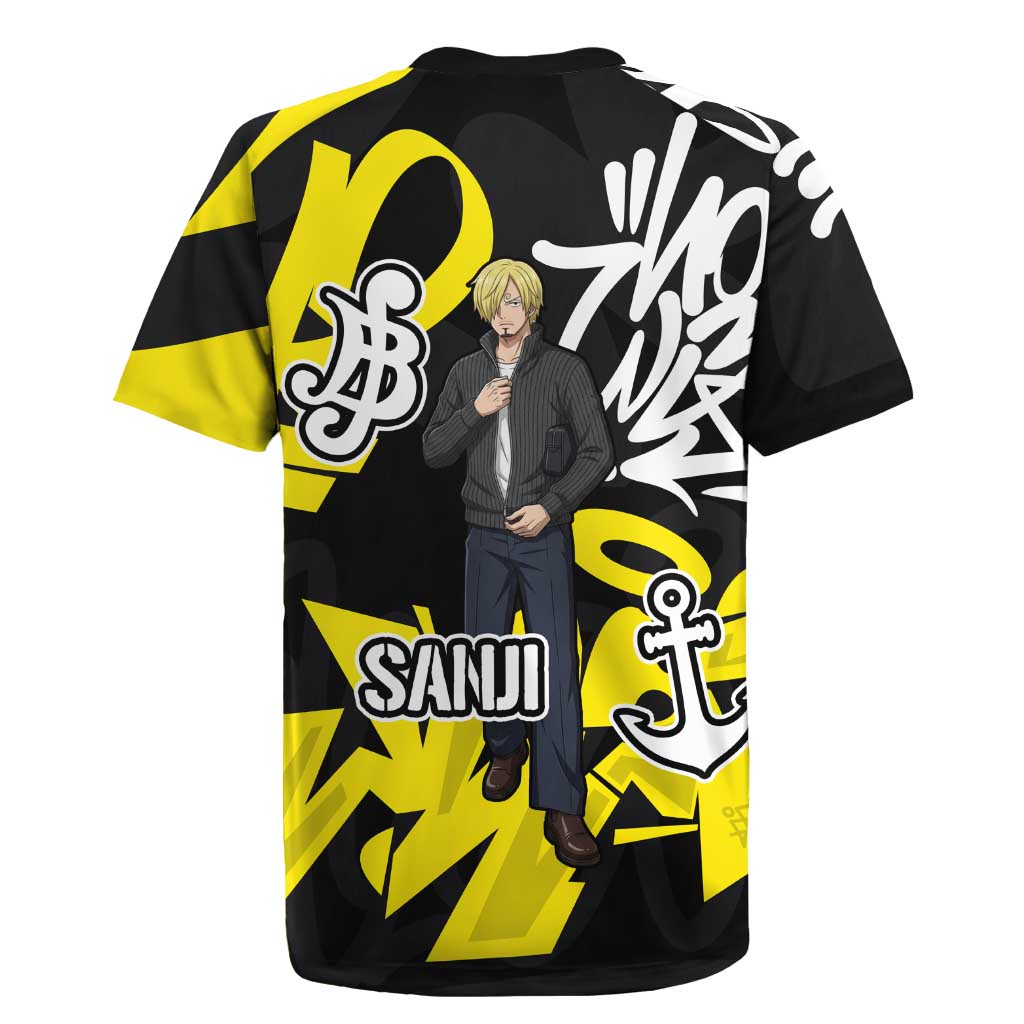 Vinsmoke Sanji One Piece Rugby Jersey Graffiti Street Art Anime Collage