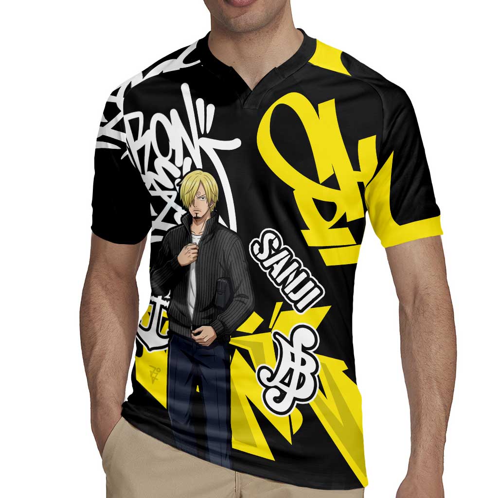 Vinsmoke Sanji One Piece Rugby Jersey Graffiti Street Art Anime Collage