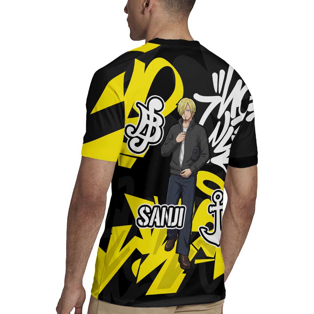 Vinsmoke Sanji One Piece Rugby Jersey Graffiti Street Art Anime Collage