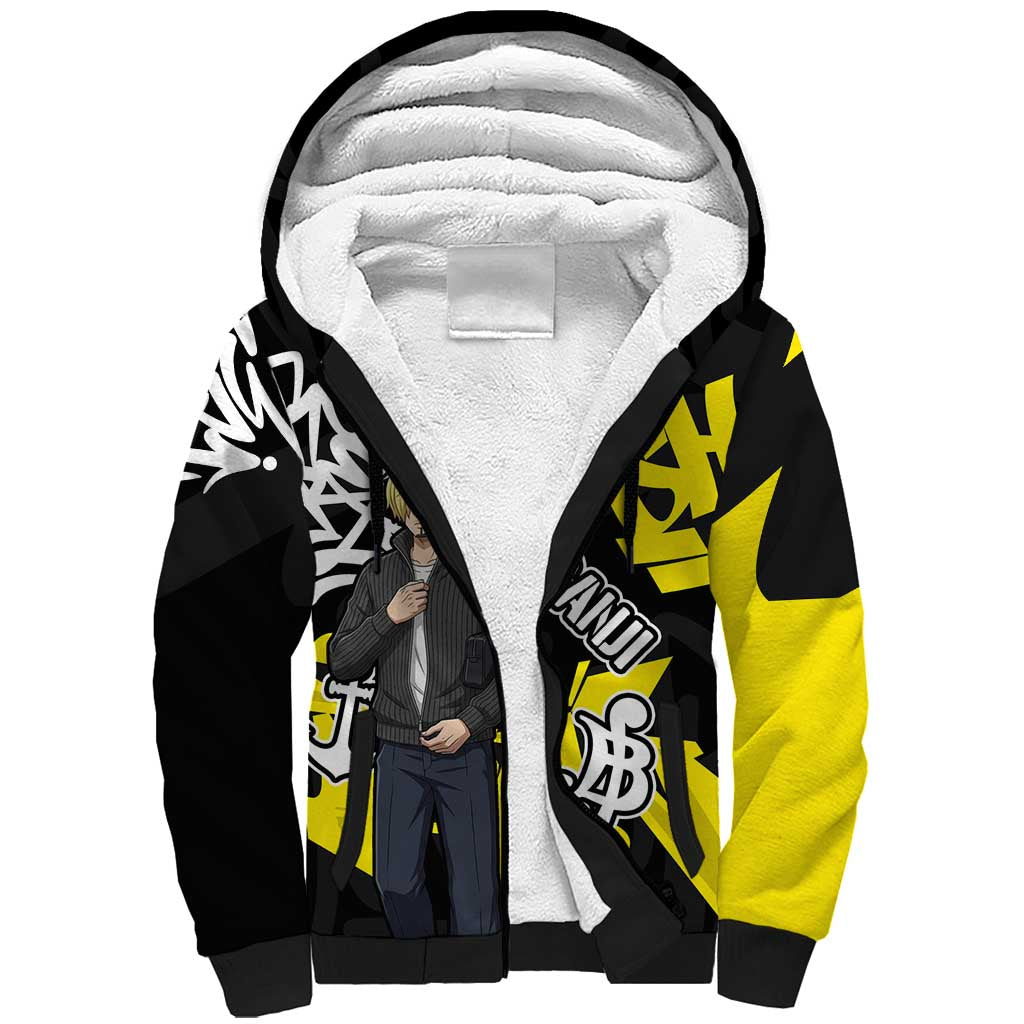 Vinsmoke Sanji One Piece Sherpa Hoodie Graffiti Street Art Anime Collage