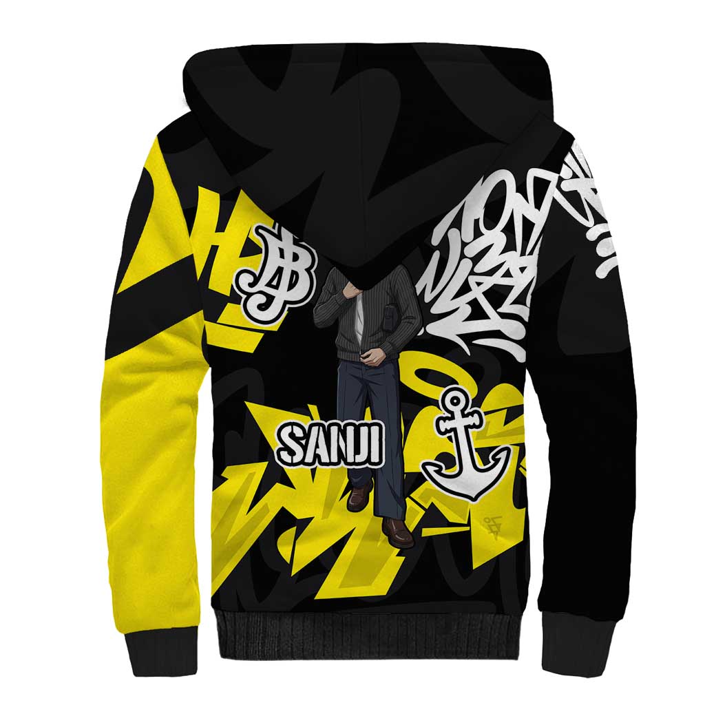 Vinsmoke Sanji One Piece Sherpa Hoodie Graffiti Street Art Anime Collage