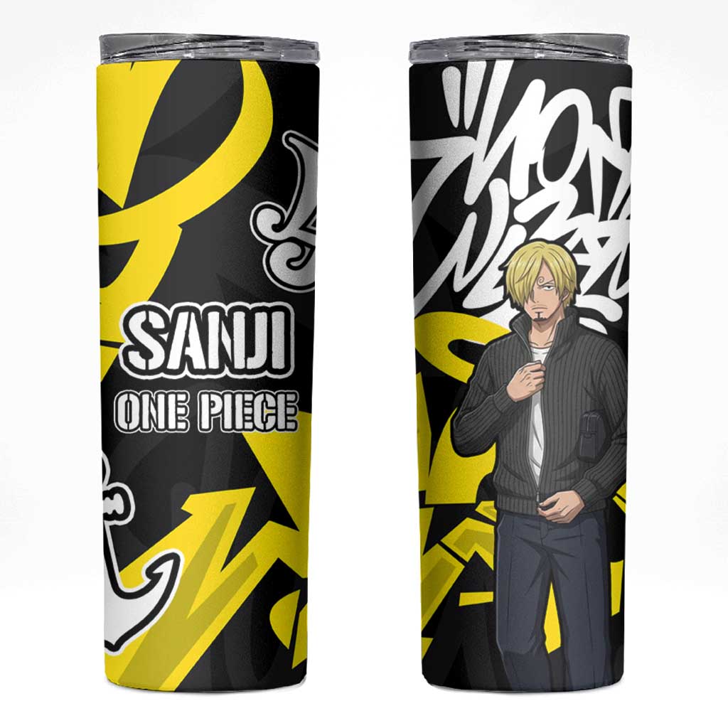 Vinsmoke Sanji One Piece Skinny Tumbler Graffiti Street Art Anime Collage