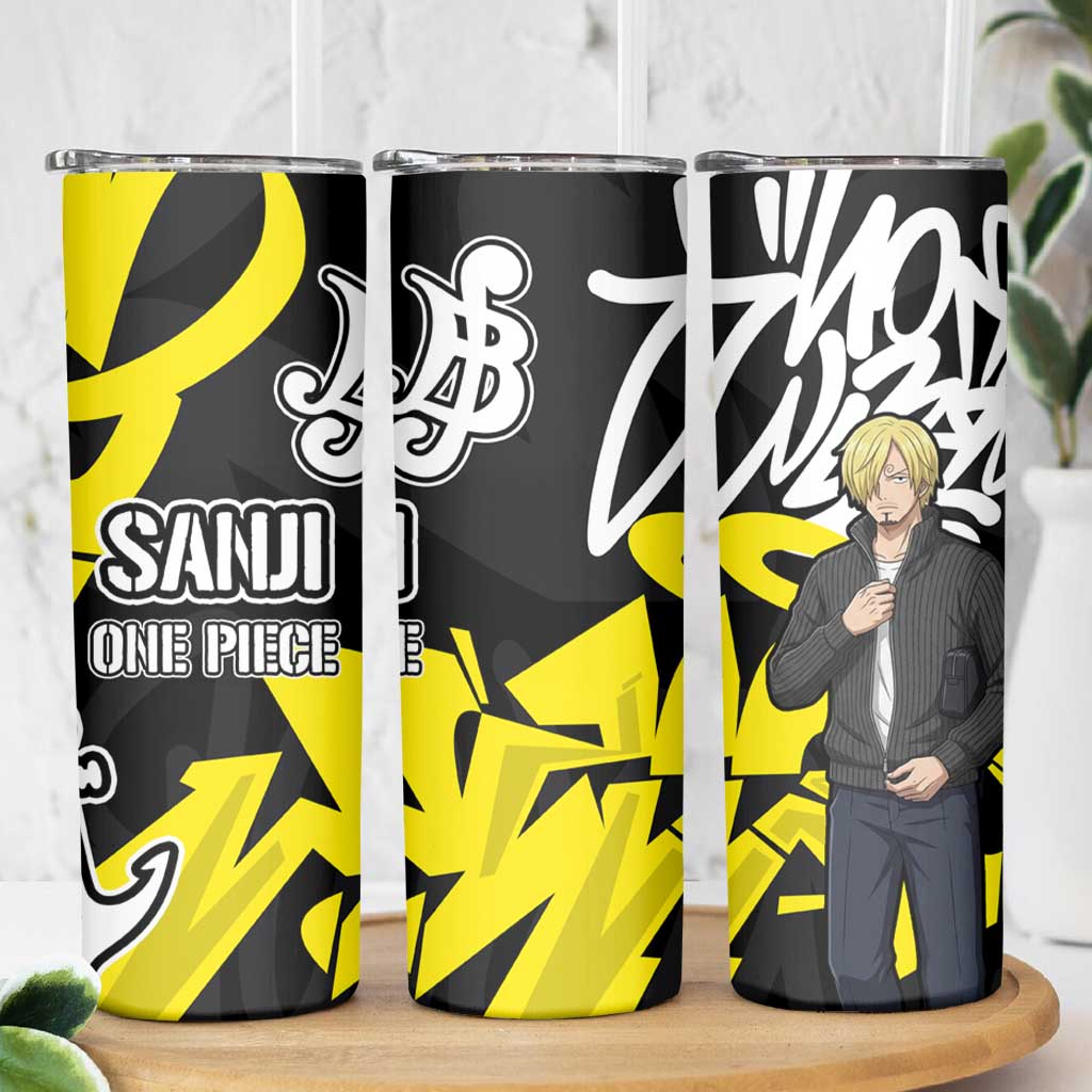 Vinsmoke Sanji One Piece Skinny Tumbler Graffiti Street Art Anime Collage