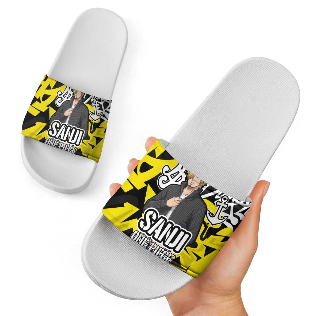 Vinsmoke Sanji One Piece Slide Sandals Graffiti Street Art Anime Collage