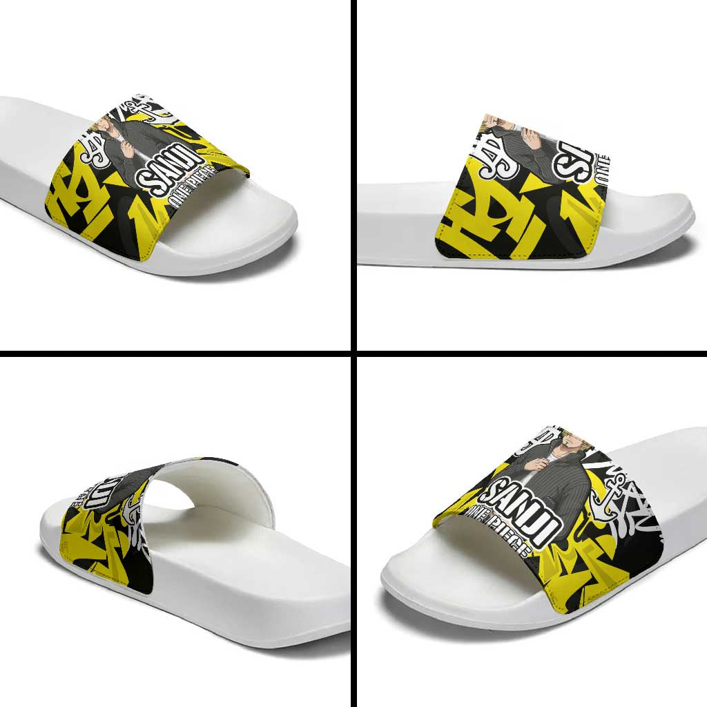 Vinsmoke Sanji One Piece Slide Sandals Graffiti Street Art Anime Collage