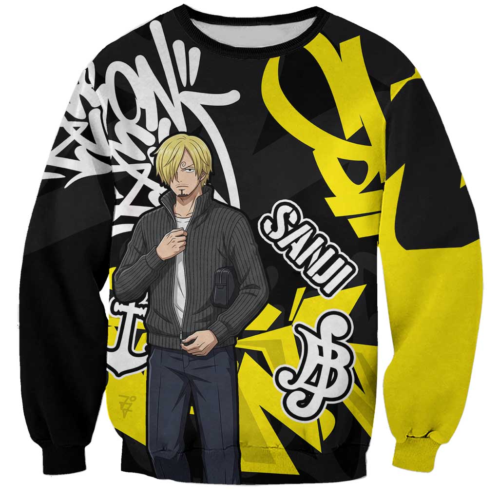 Vinsmoke Sanji One Piece Sweatshirt Graffiti Street Art Anime Collage