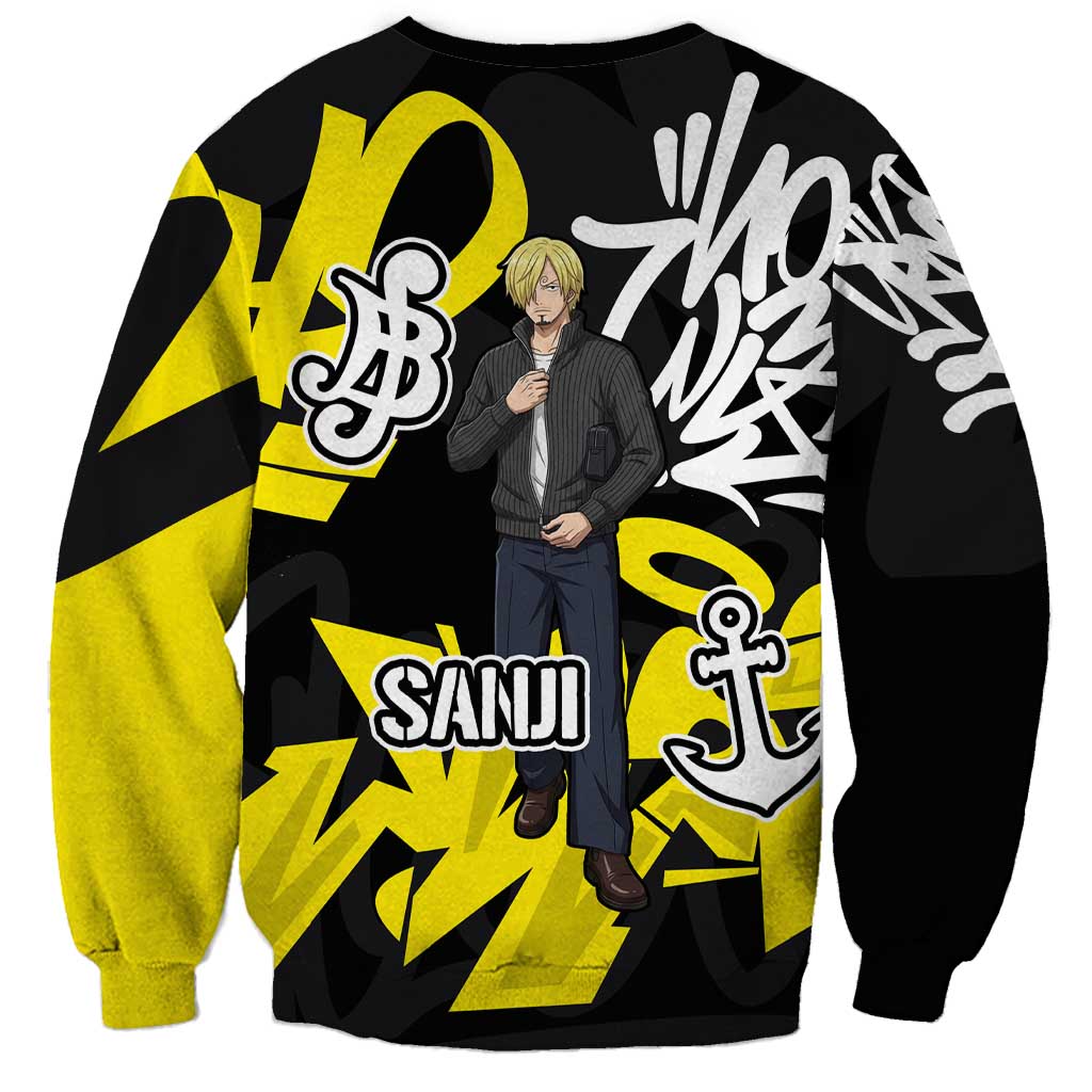 Vinsmoke Sanji One Piece Sweatshirt Graffiti Street Art Anime Collage