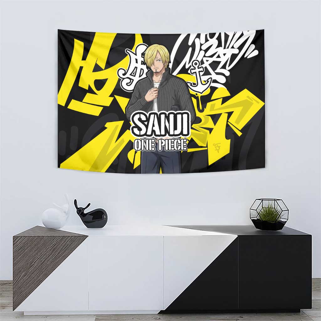 Vinsmoke Sanji One Piece Tapestry Graffiti Street Art Anime Collage
