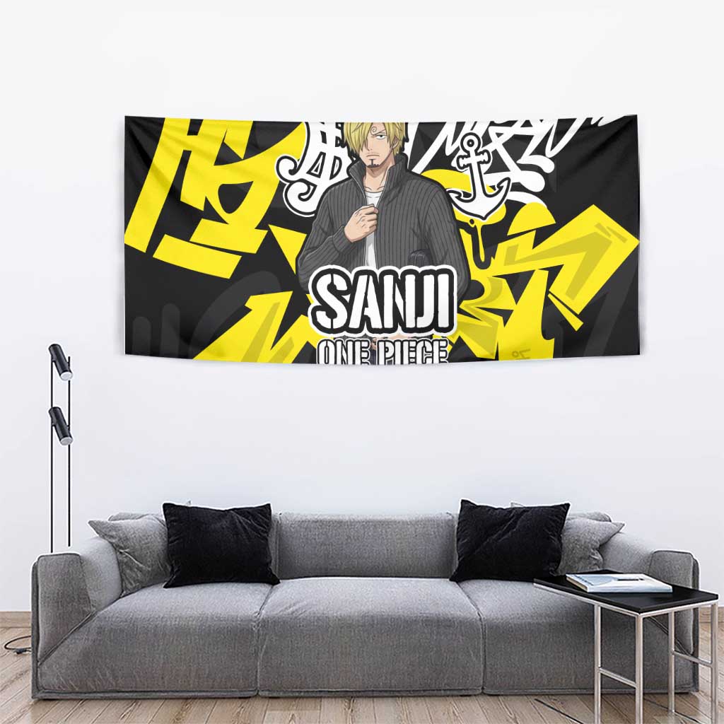 Vinsmoke Sanji One Piece Tapestry Graffiti Street Art Anime Collage