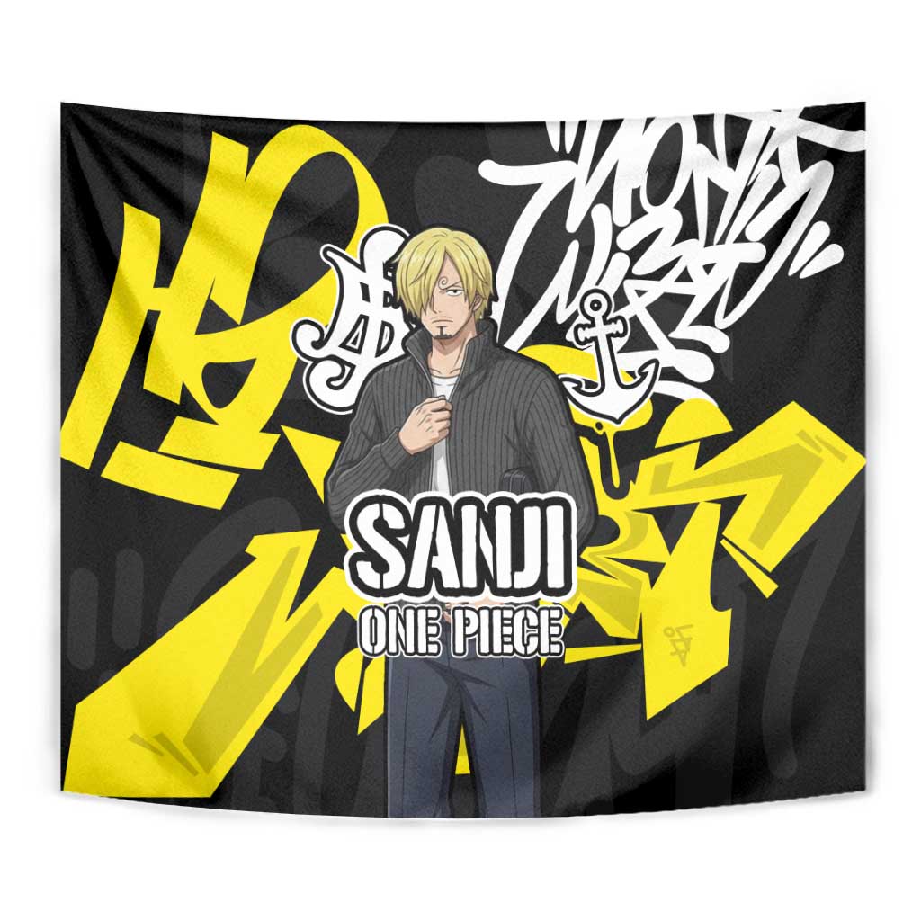 Vinsmoke Sanji One Piece Tapestry Graffiti Street Art Anime Collage