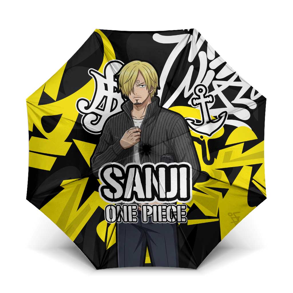 Vinsmoke Sanji One Piece Umbrella Graffiti Street Art Anime Collage