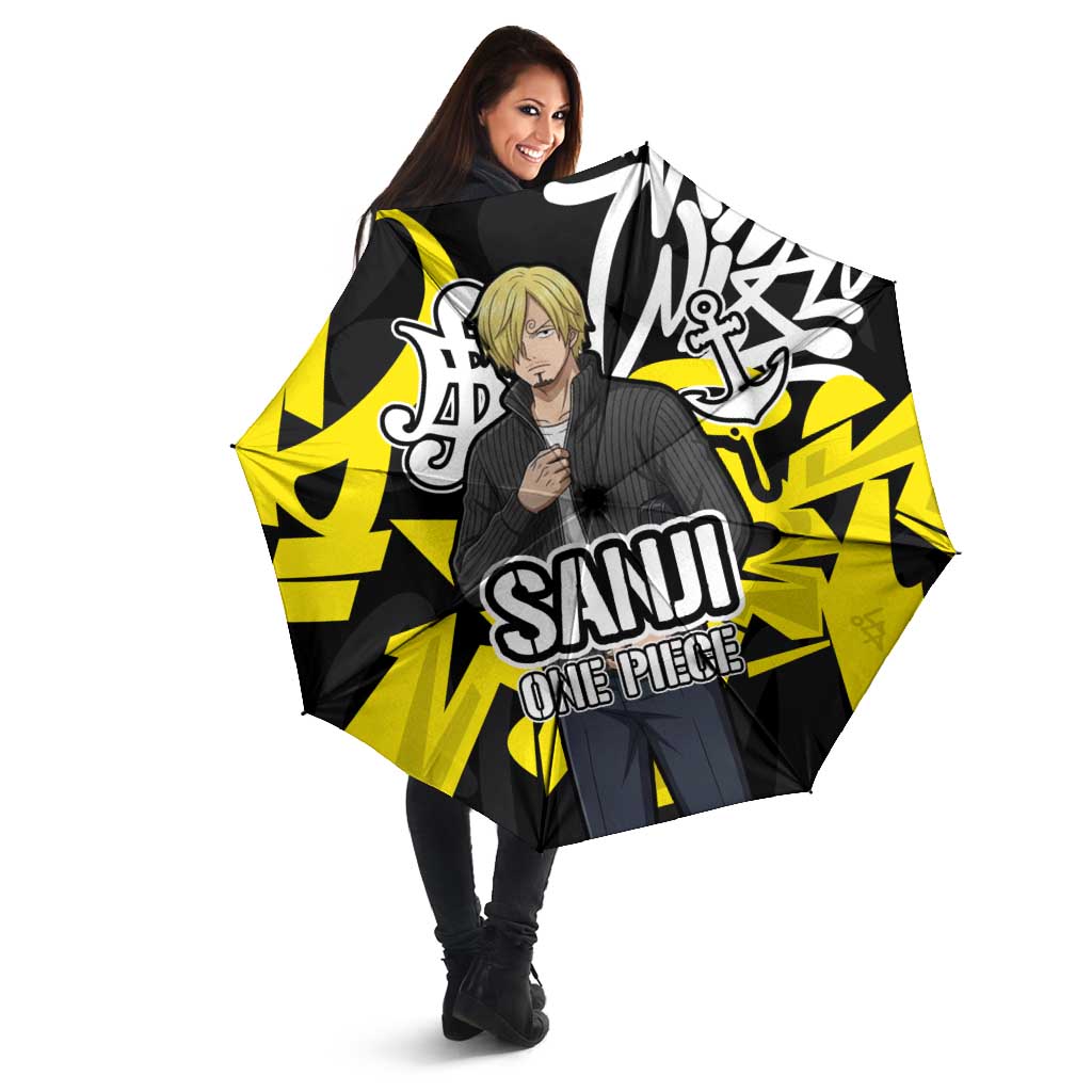 Vinsmoke Sanji One Piece Umbrella Graffiti Street Art Anime Collage