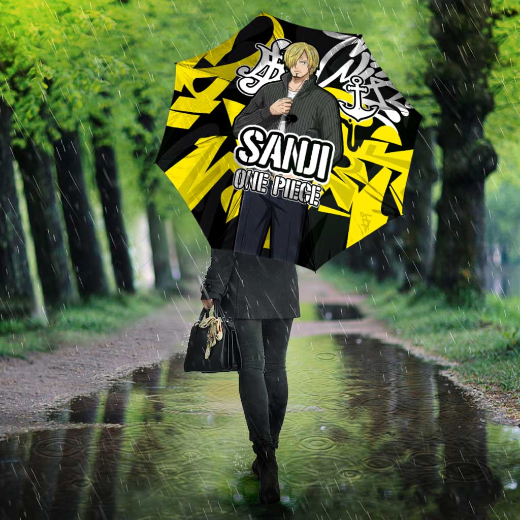 Vinsmoke Sanji One Piece Umbrella Graffiti Street Art Anime Collage