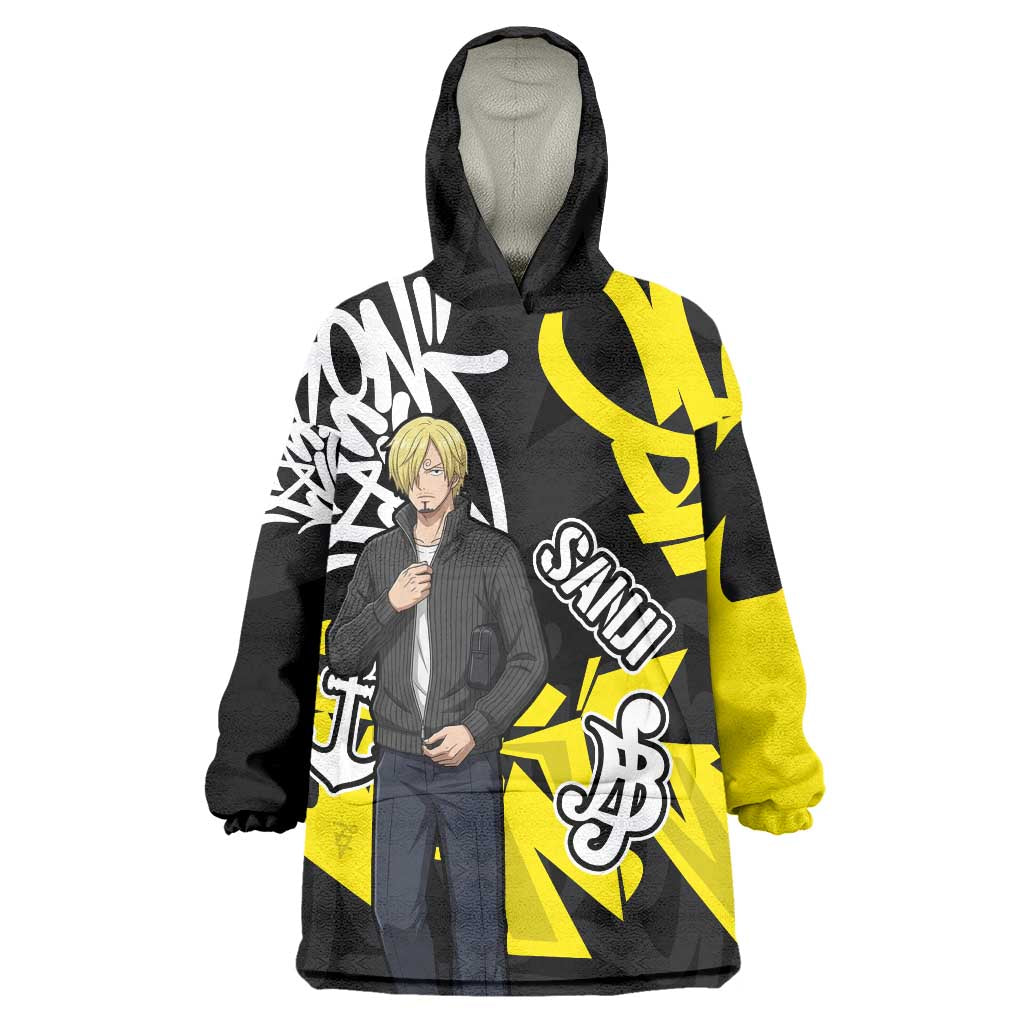 Vinsmoke Sanji One Piece Wearable Blanket Hoodie Graffiti Street Art Anime Collage