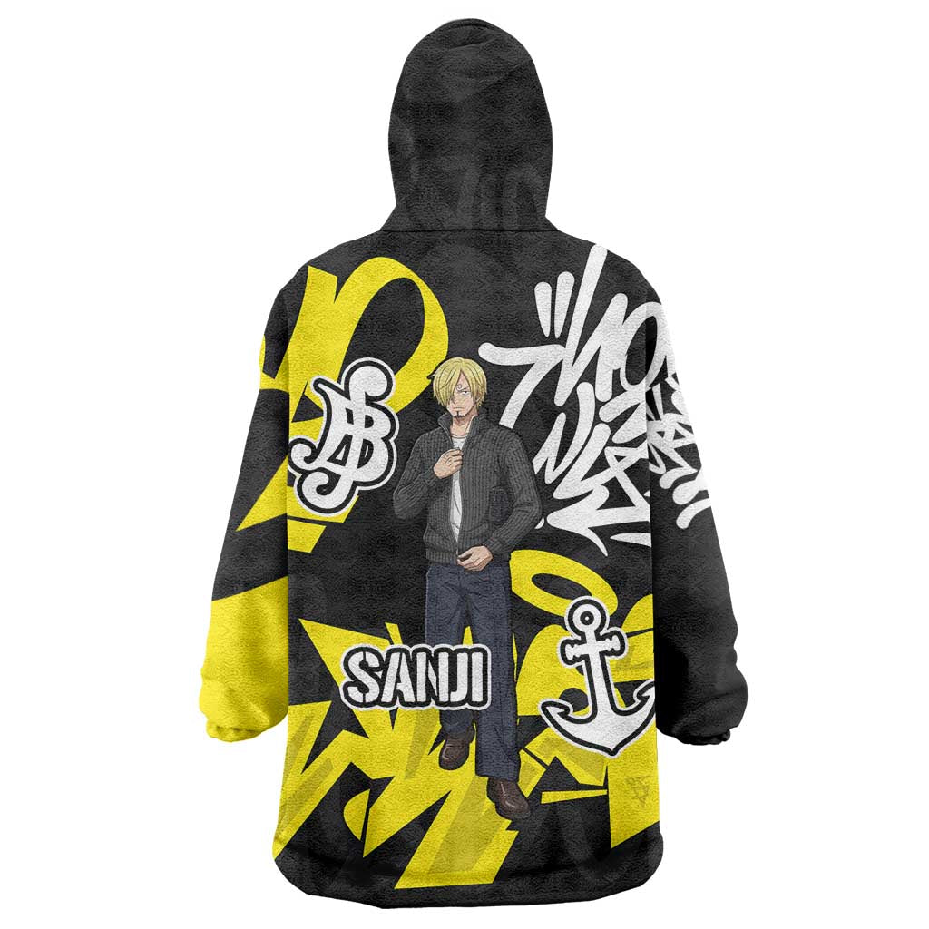 Vinsmoke Sanji One Piece Wearable Blanket Hoodie Graffiti Street Art Anime Collage