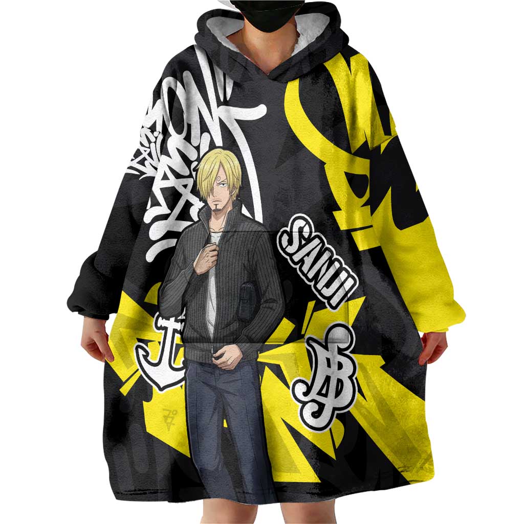 Vinsmoke Sanji One Piece Wearable Blanket Hoodie Graffiti Street Art Anime Collage