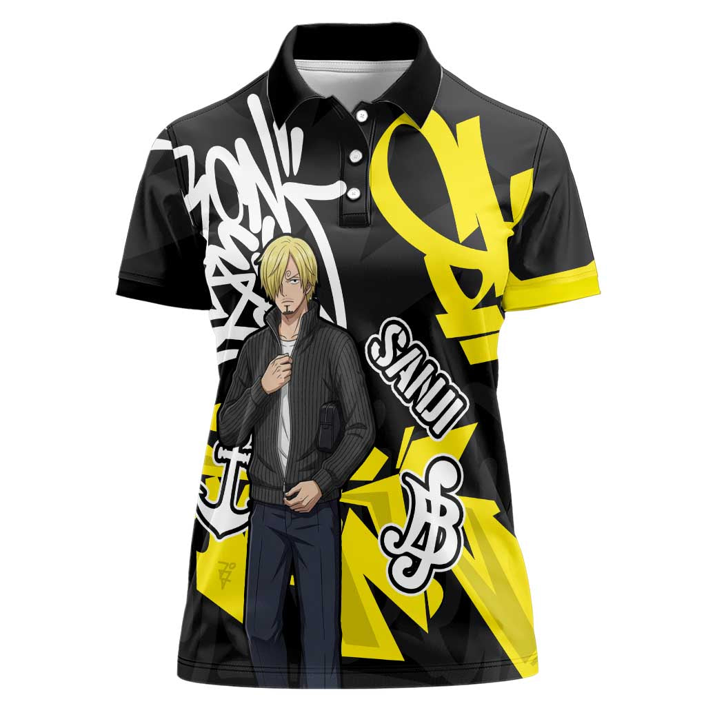 Vinsmoke Sanji One Piece Women Polo Shirt Graffiti Street Art Anime Collage