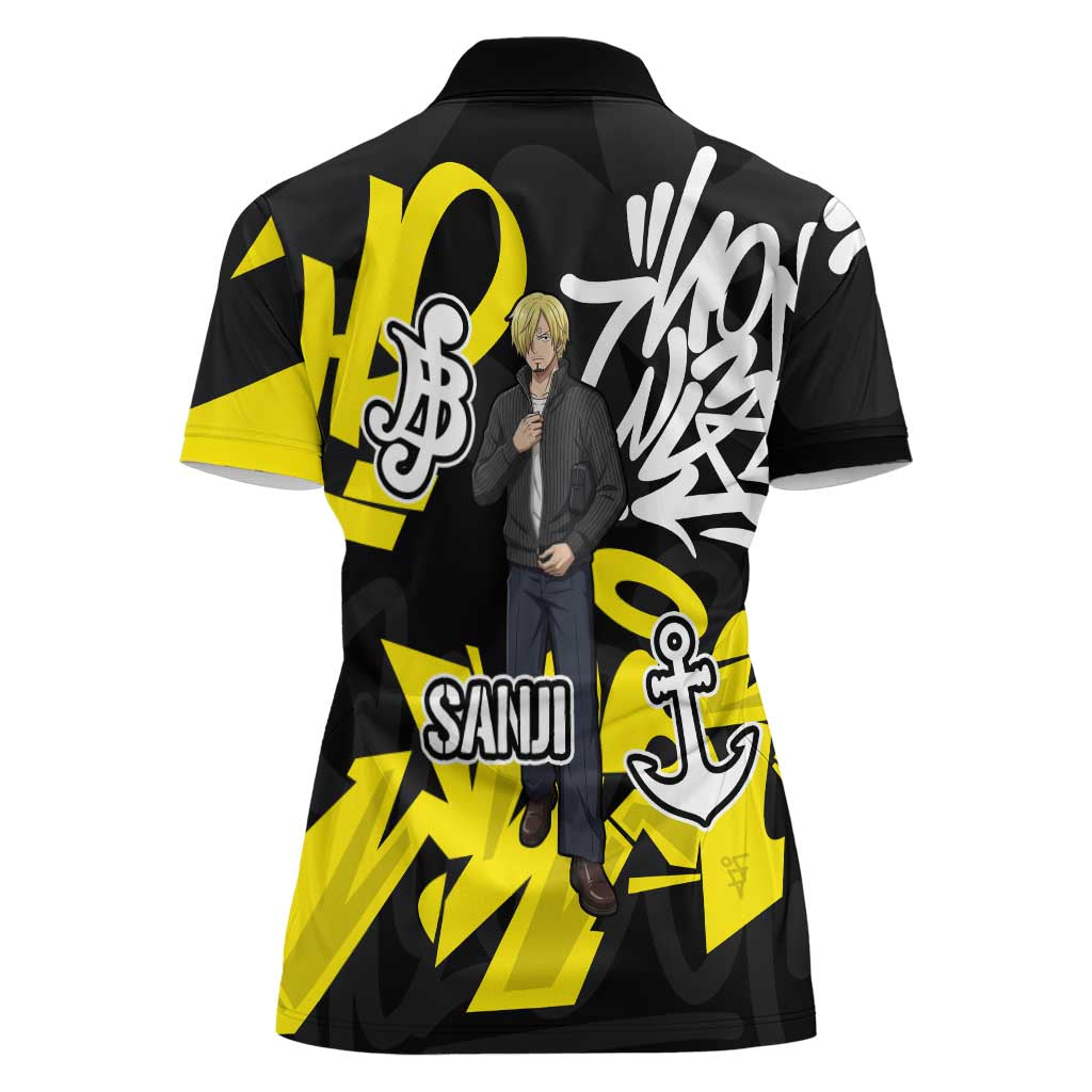Vinsmoke Sanji One Piece Women Polo Shirt Graffiti Street Art Anime Collage