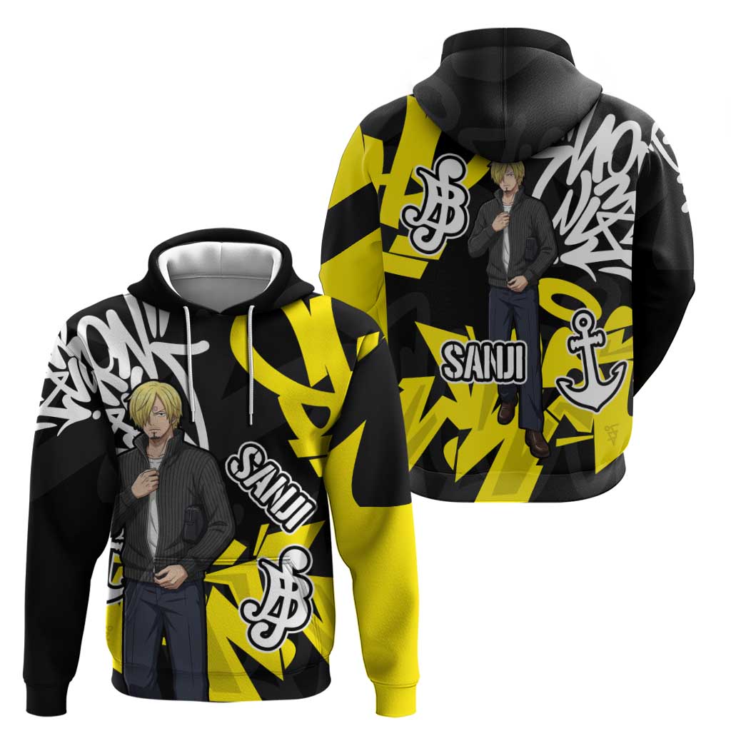 Vinsmoke Sanji One Piece Zip Hoodie Graffiti Street Art Anime Collage