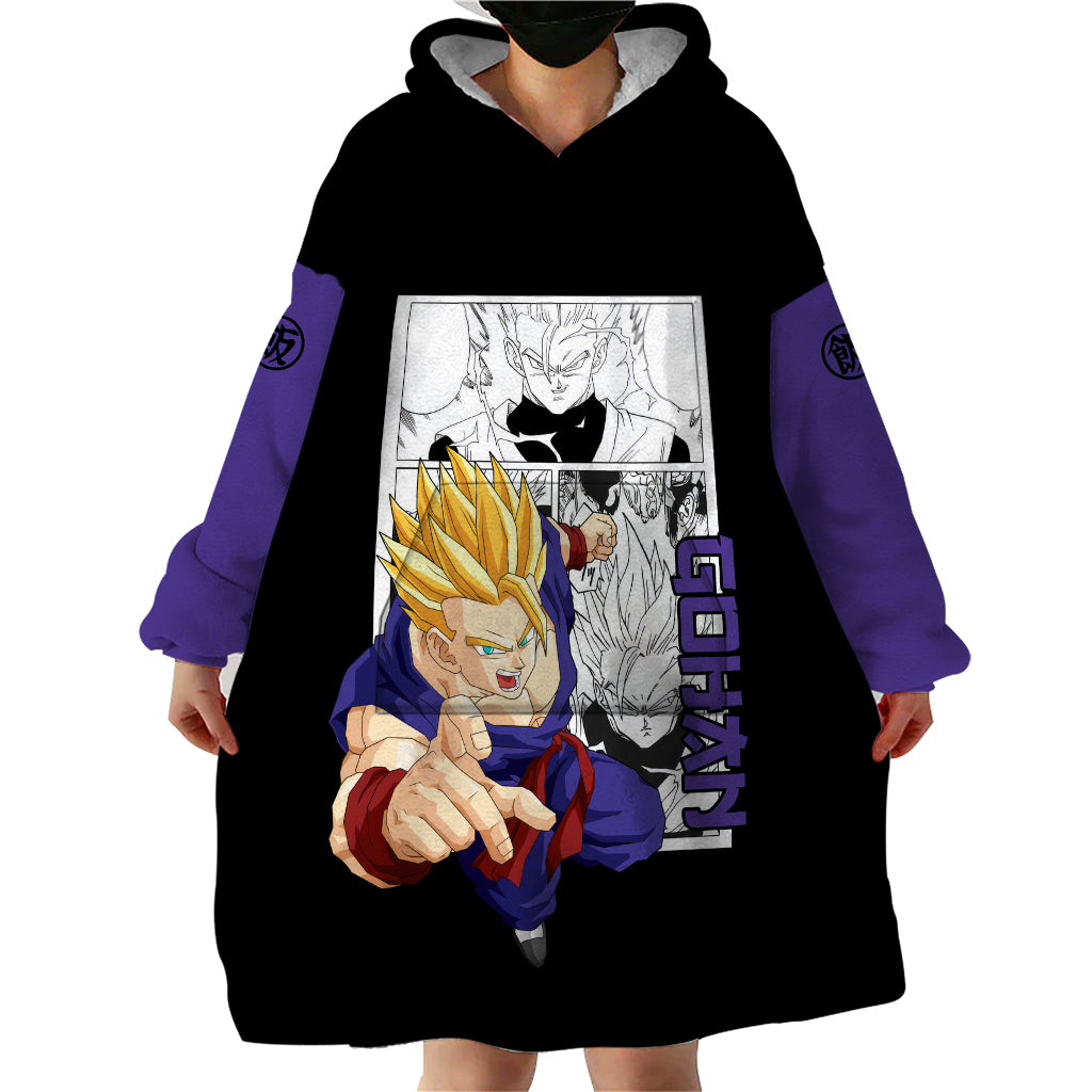 Gohan Adult SSJ2 Wearable Blanket Hoodie Dragon Ball Anime Mix Manga