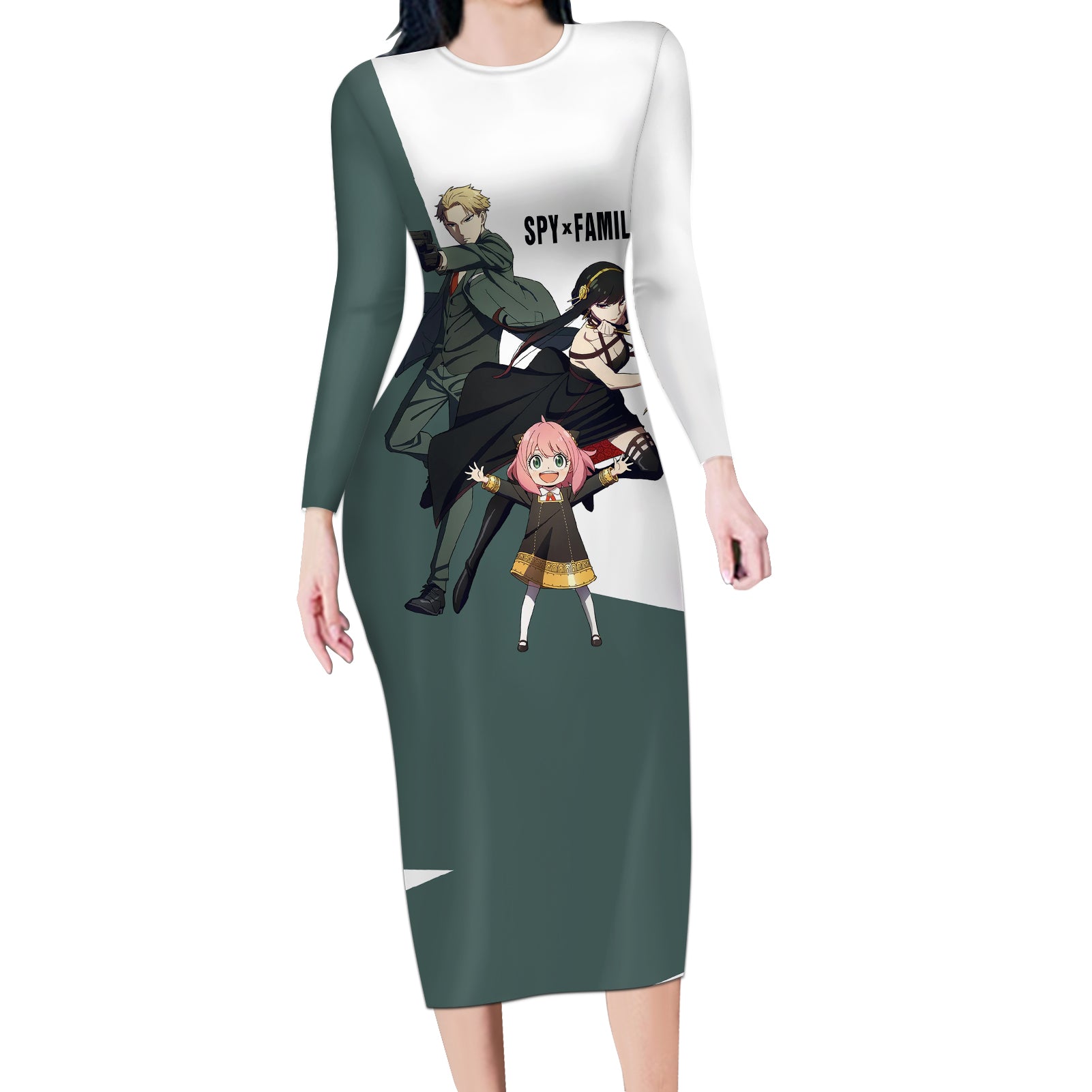 SpyxFamily - Funny Family Long Sleeve Bodycon Dress Anime Style