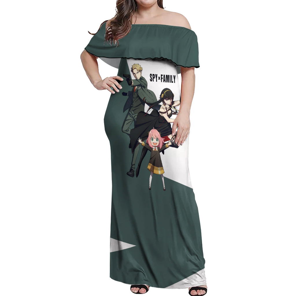 SpyxFamily - Funny Family Off Shoulder Maxi Dress Anime Style