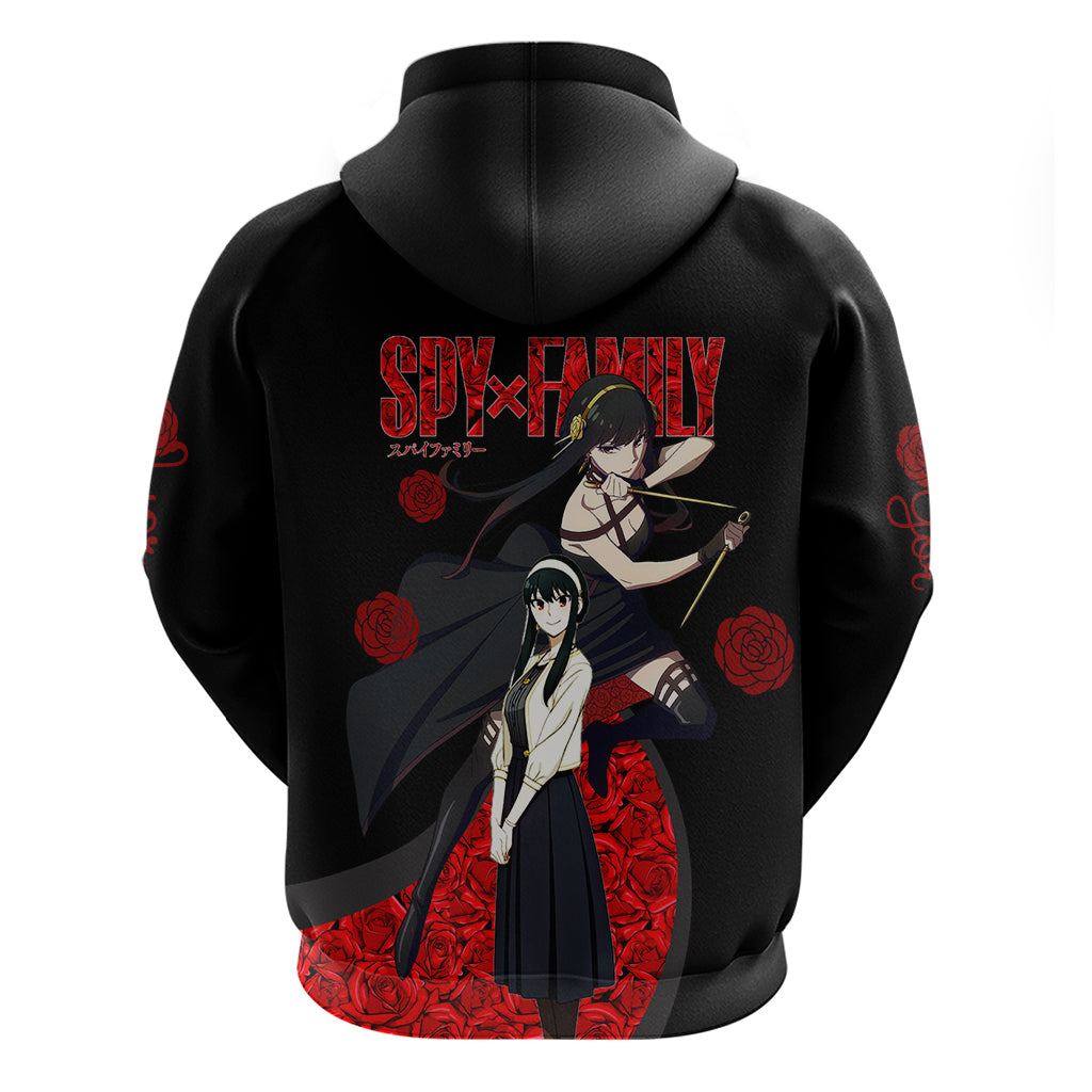 Yor Foger SpyxFamily Hoodie Black And Roses Anime Style