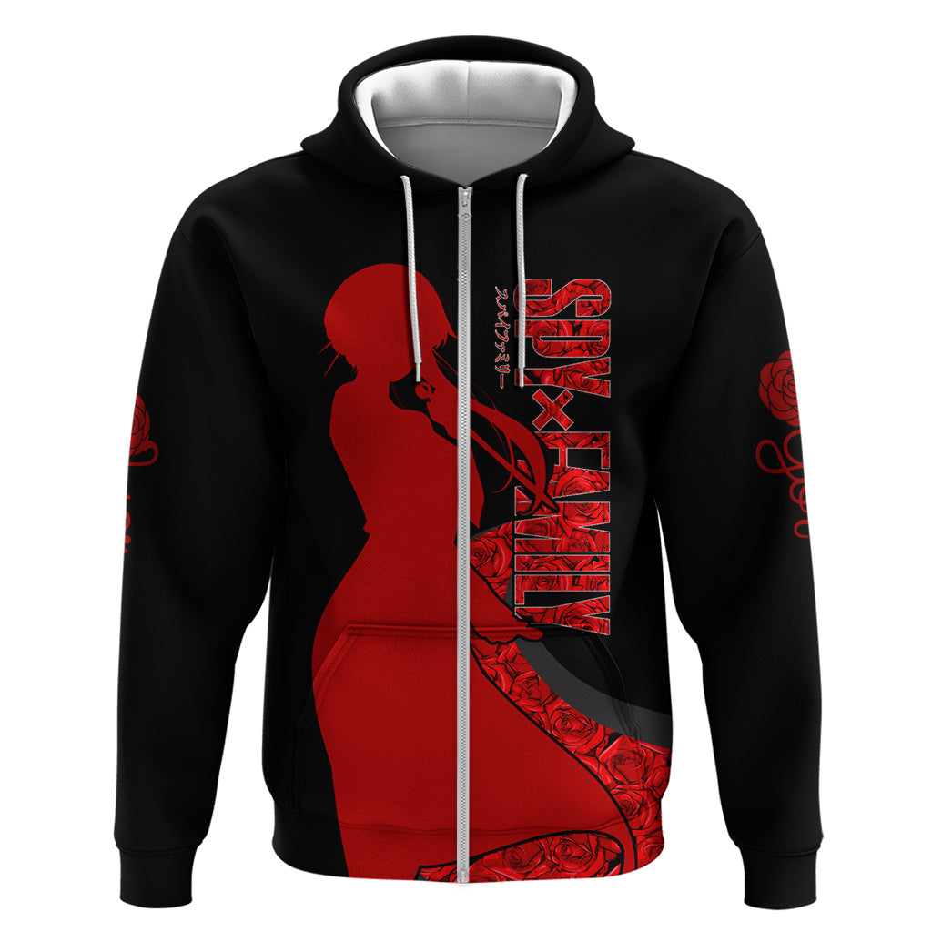 Yor Foger SpyxFamily Hoodie Black And Roses Anime Style