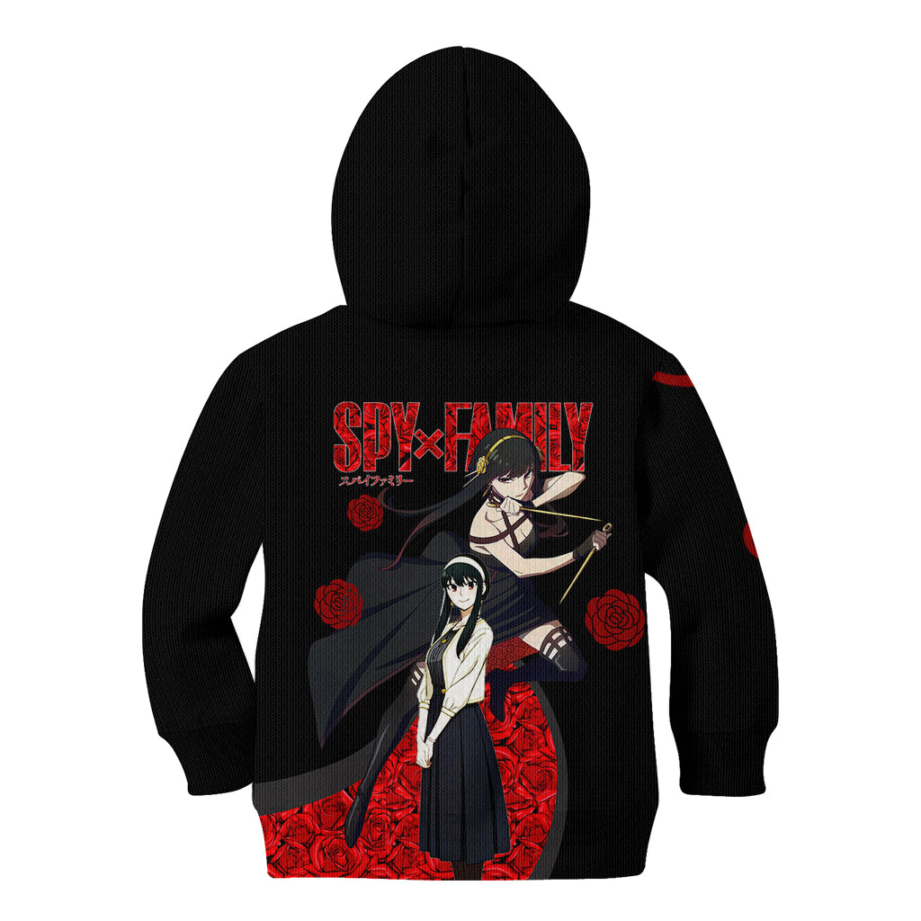 Yor Foger SpyxFamily Kid Hoodie Black And Roses Anime Style