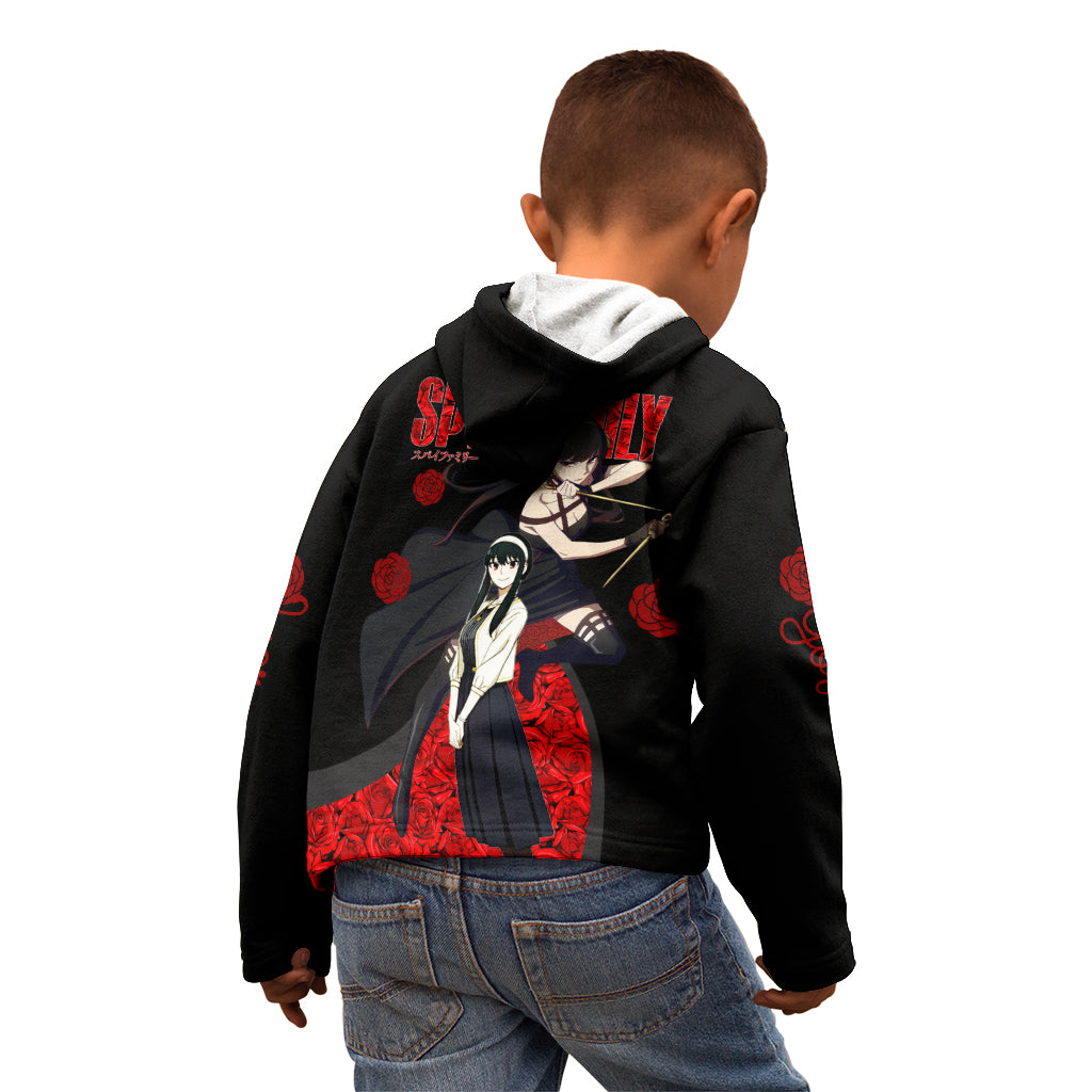 Yor Foger SpyxFamily Kid Hoodie Black And Roses Anime Style