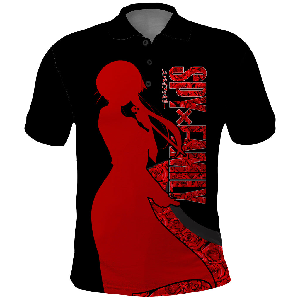 Yor Foger SpyxFamily Polo Shirt Black And Roses Anime Style