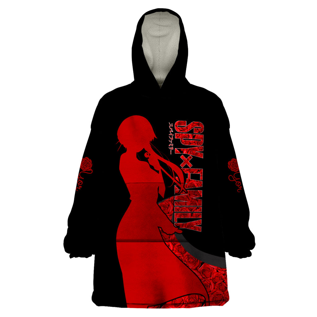 Yor Foger SpyxFamily Wearable Blanket Hoodie Black And Roses Anime Style