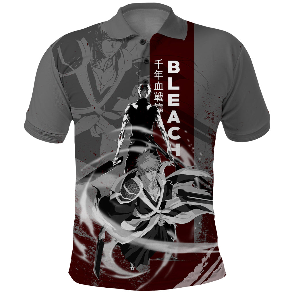 Ichigo Kurosaki - Bleach Polo Shirt Grunge Blood Style